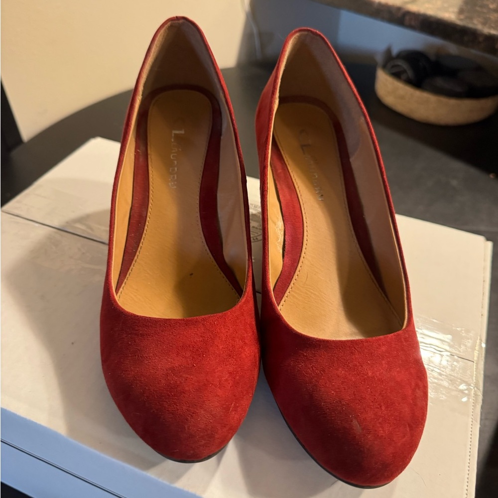 CL by Laundry Red Suede Nima Wedges